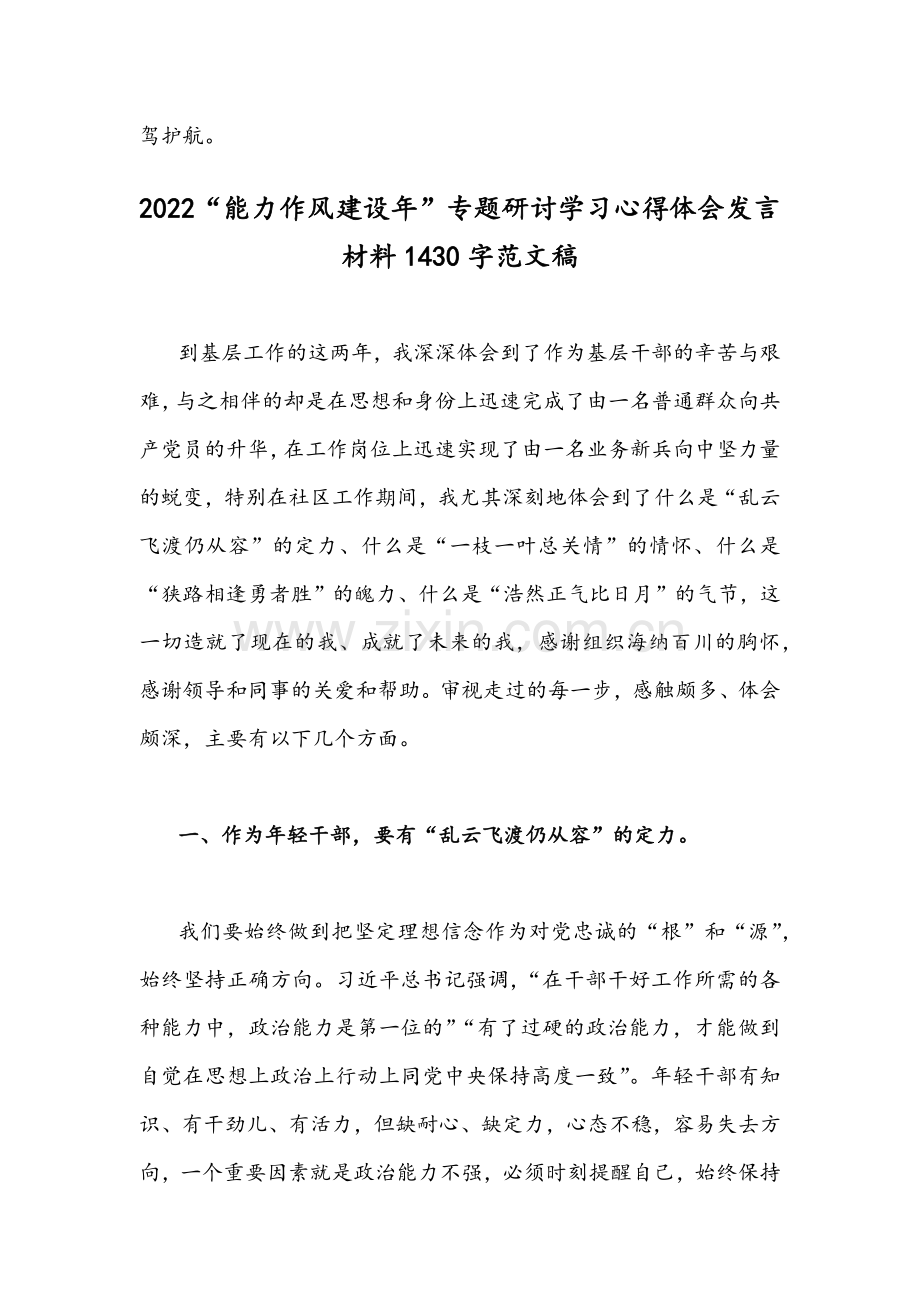 2022年能力作风建设年专题研讨学习心得体会发言材料【两份】.docx_第3页