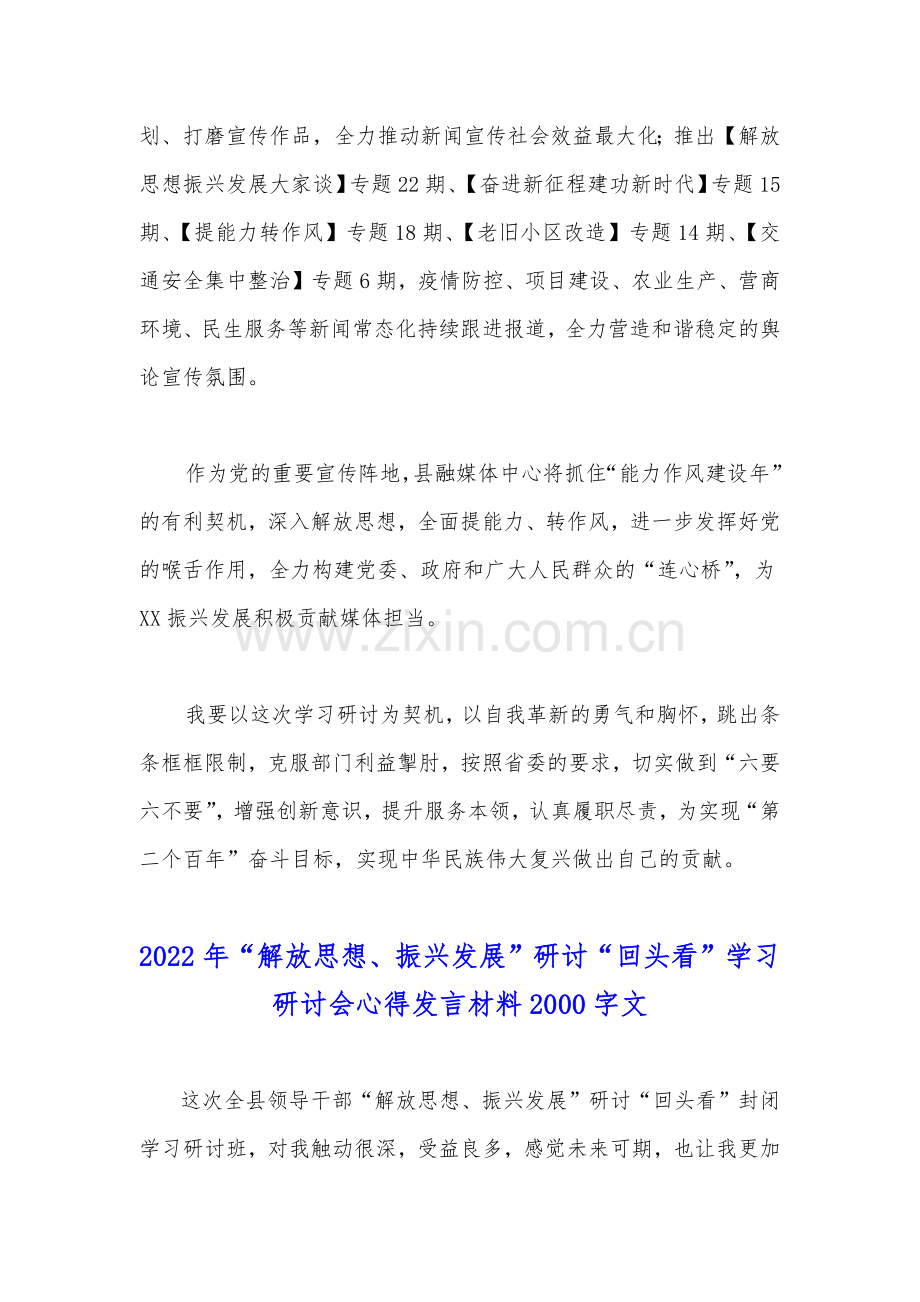 2022年“解放思想、振兴发展”研讨“回头看”学习研讨会心得发言材料文稿2篇.docx_第3页