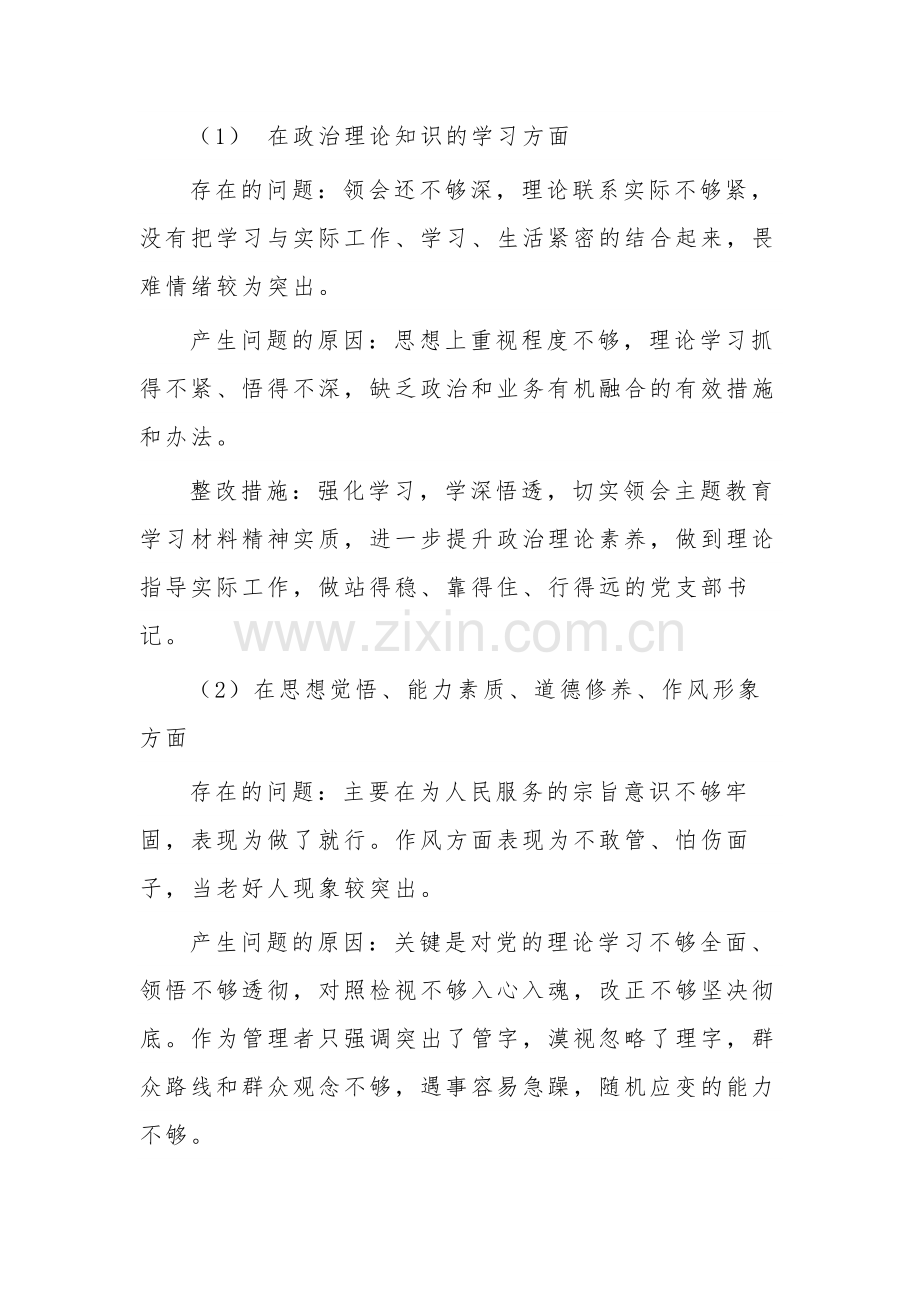 党支部书记主题教育专题组织生活会个人检视整改材料范文.docx_第3页