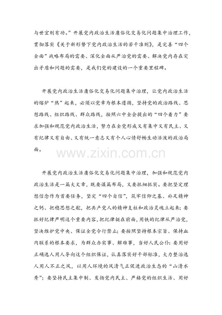 集中治理党内政治生活庸俗化交易化问题研讨发言材料两份稿.docx_第2页