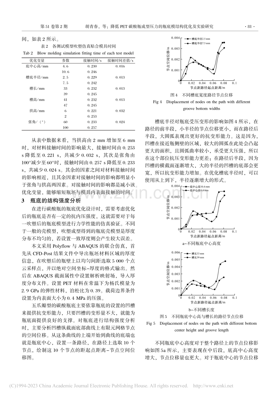 降低PET碳酸瓶成型压力的瓶底模结构优化及实验研究_胡青春.pdf_第3页