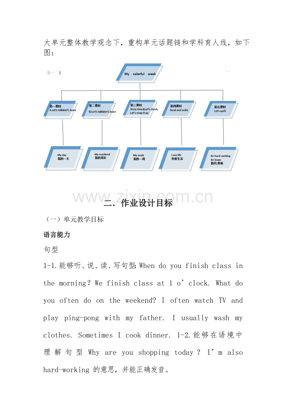 2022年“双减”背景下人教版五年级下册 Unit1 My day单元整体作业设计优秀案例与实践探究.docx_第3页