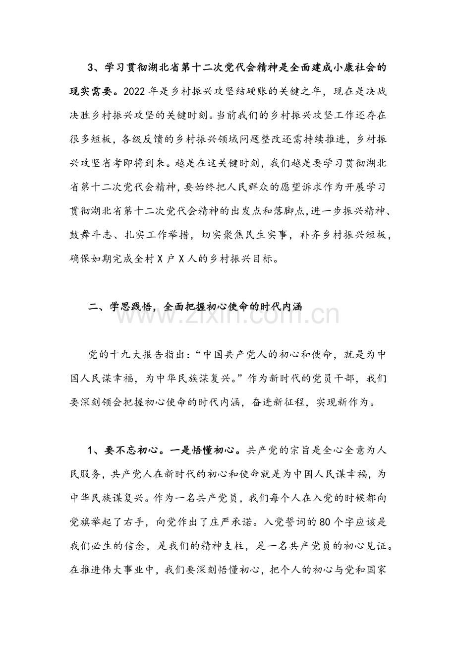 全面学习贯彻湖北第十二次党代会精神专题党课提纲文稿两篇.docx_第3页