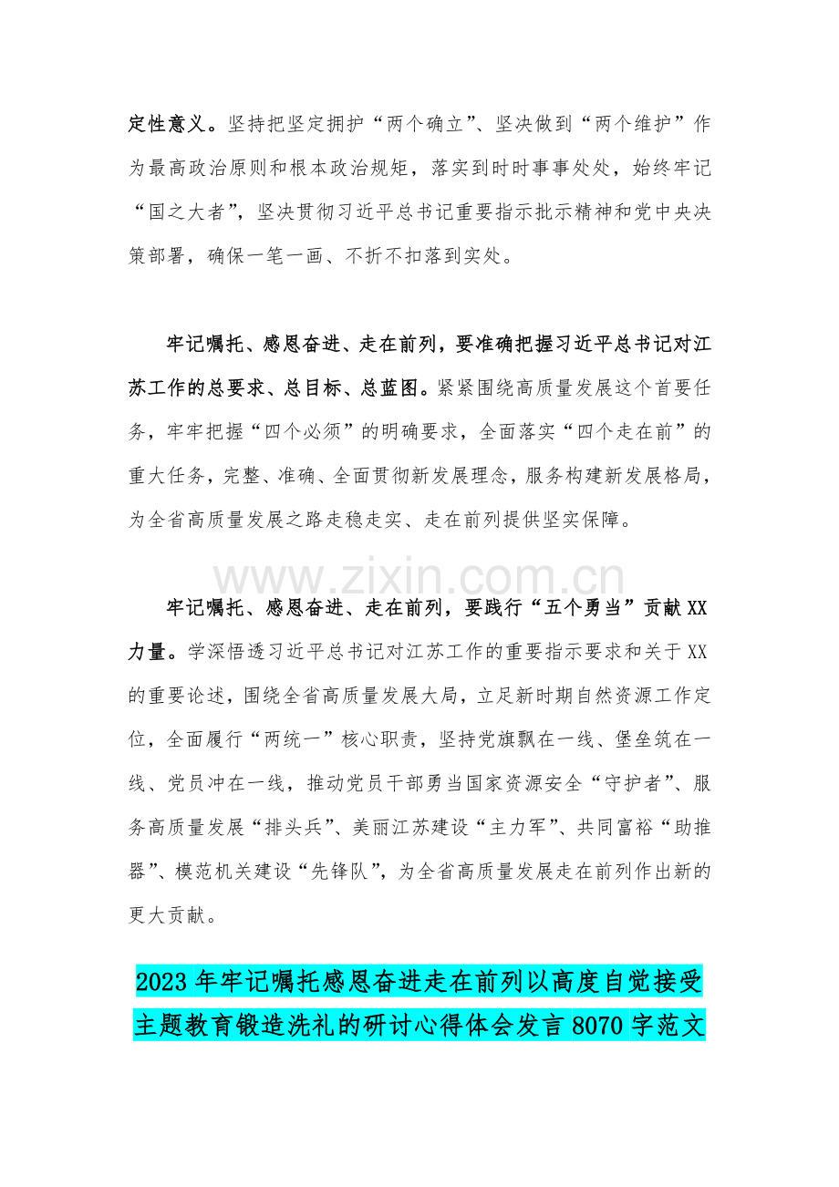 【2篇文】2023年“牢记嘱托、感恩奋进、走在前列”大讨论锻造洗礼的研讨心得研讨发言材料.docx_第2页