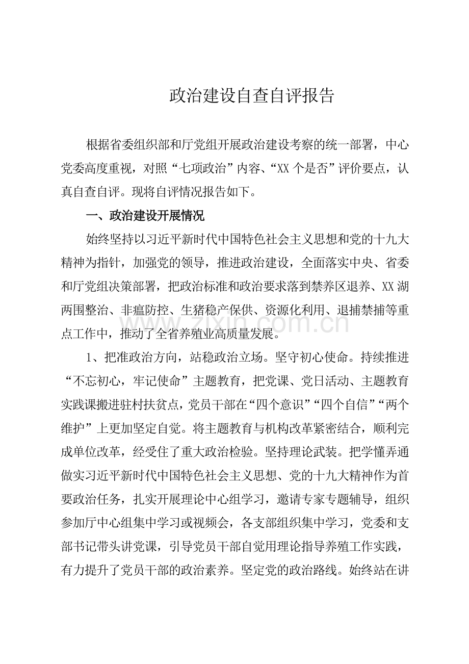 政治建设自查自评报告.doc_第1页