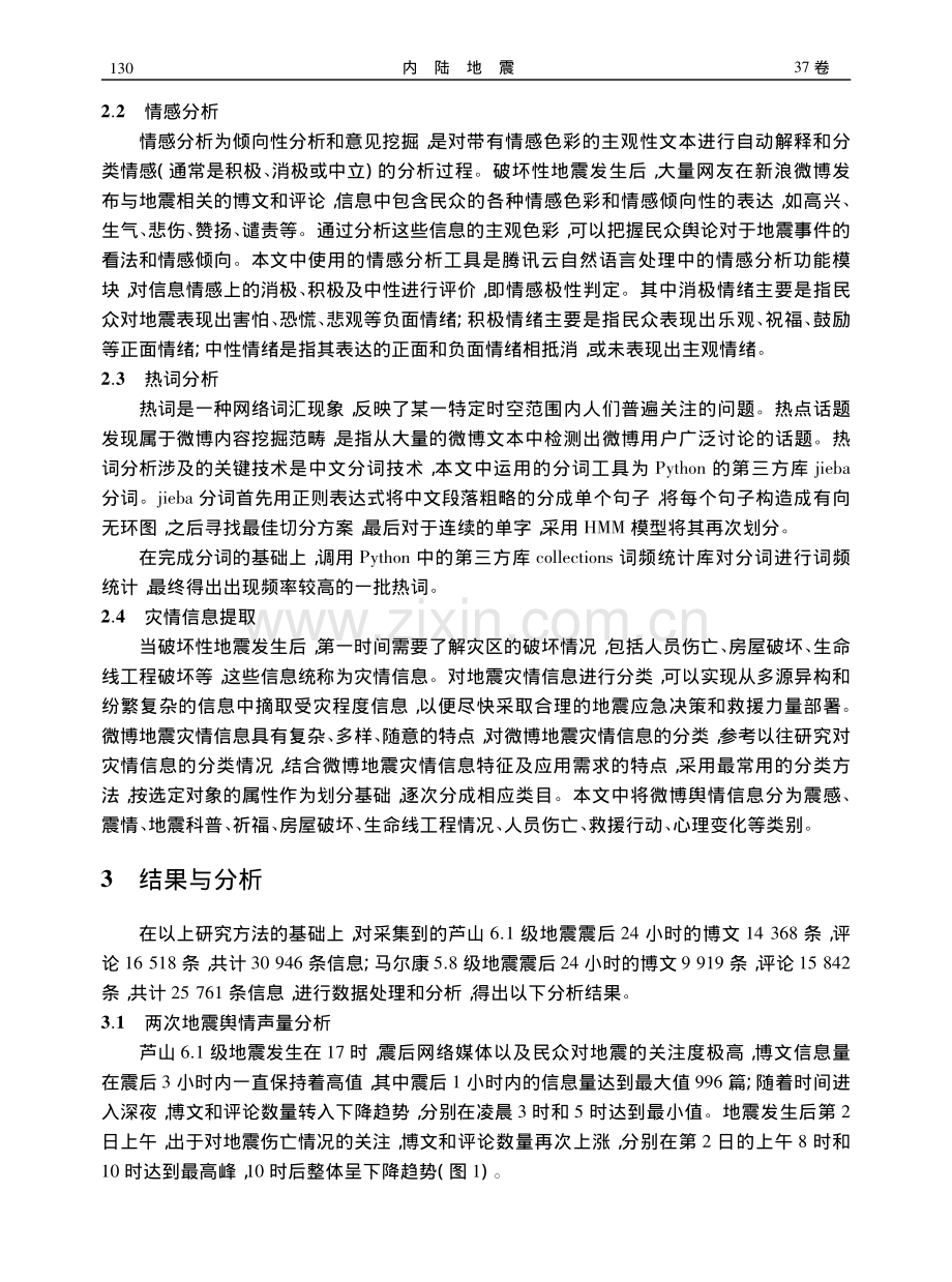 基于新浪微博的四川芦山6....震群舆情分析及灾情信息获取_李亚芳.pdf_第3页