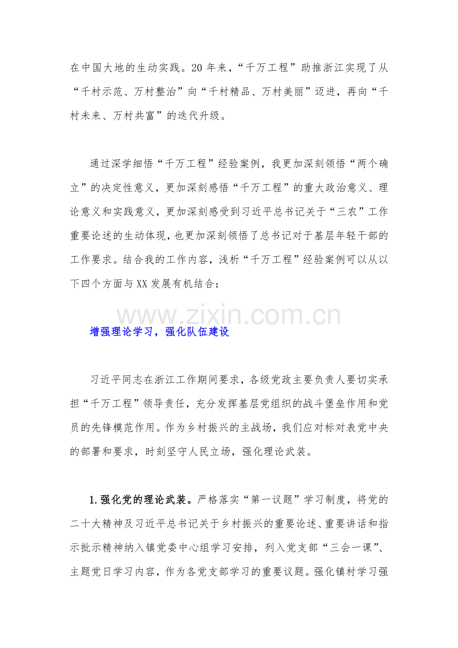 3份文学习浙江“千万工程”经验案例专题研讨心得发言材料.docx_第2页