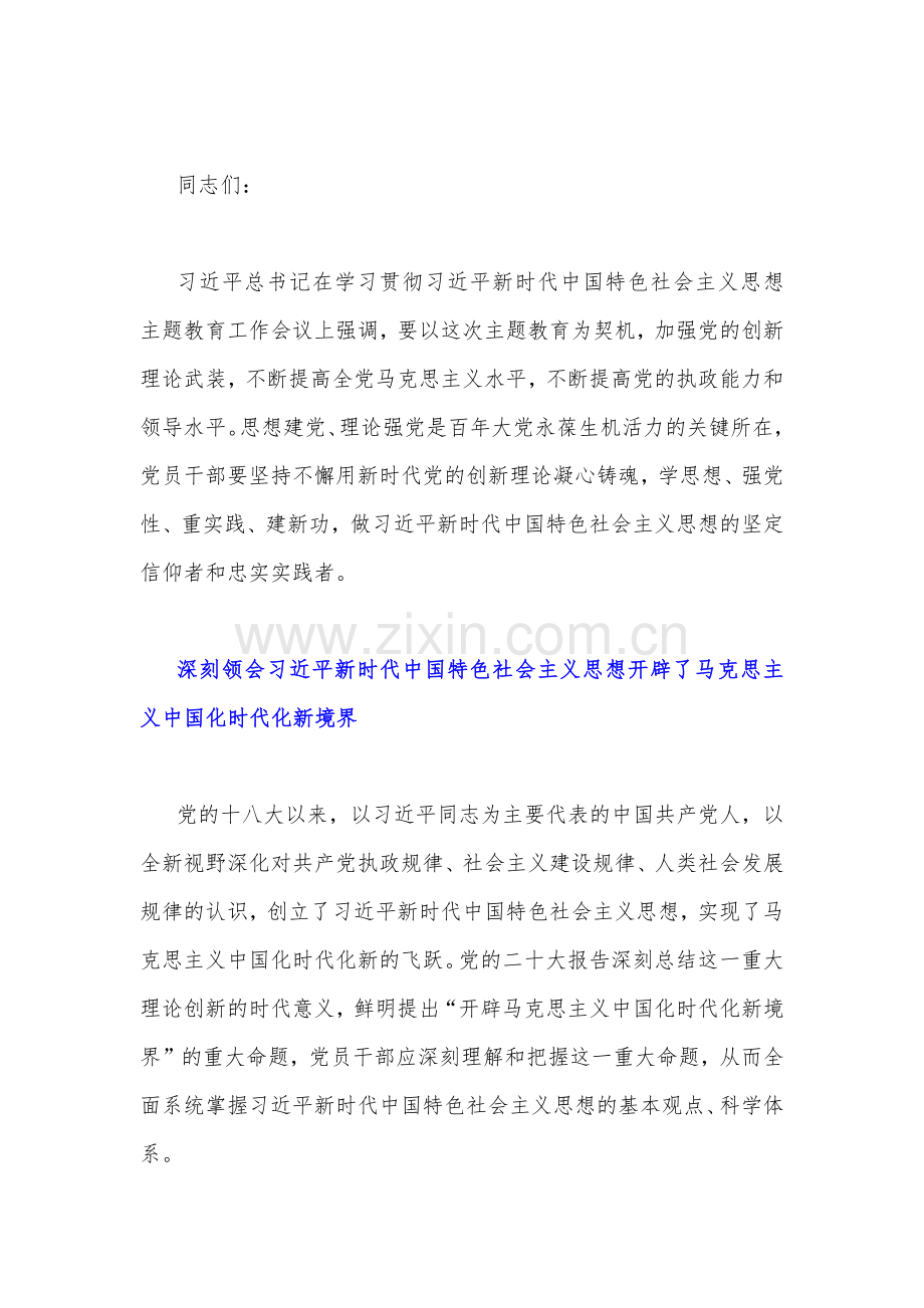 2023年主题教育专题党课讲稿与主题教育学习研讨交流发言材料【各四篇】汇编供参考.docx_第2页