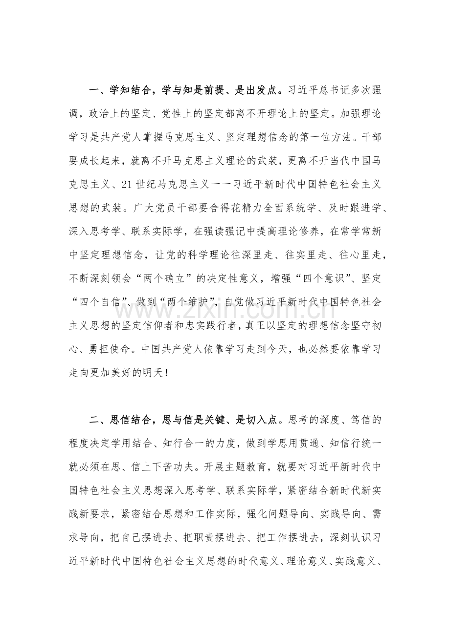 2023年主题教育学习心得体会感悟发言材料【四篇】与学习贯彻新时代中国特色社会主义思想主题教育实施方案(六篇)汇编供参考.docx_第2页