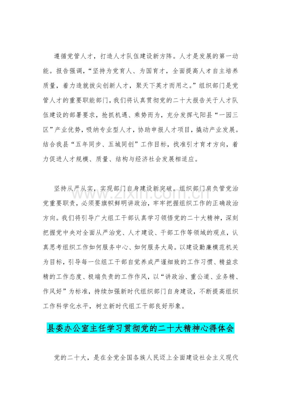 县委组织部副部长、县委“两新”工委书记、县委办公室主任学习贯彻党的二20十大精神心得体会（2篇稿）.docx_第3页