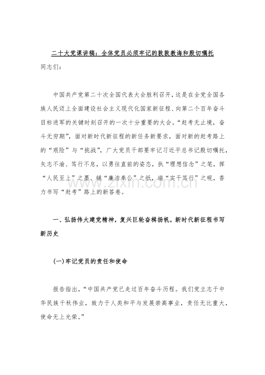 学习二20十大精神专题党课讲稿、发言材料、讲话稿（8篇）.docx_第2页