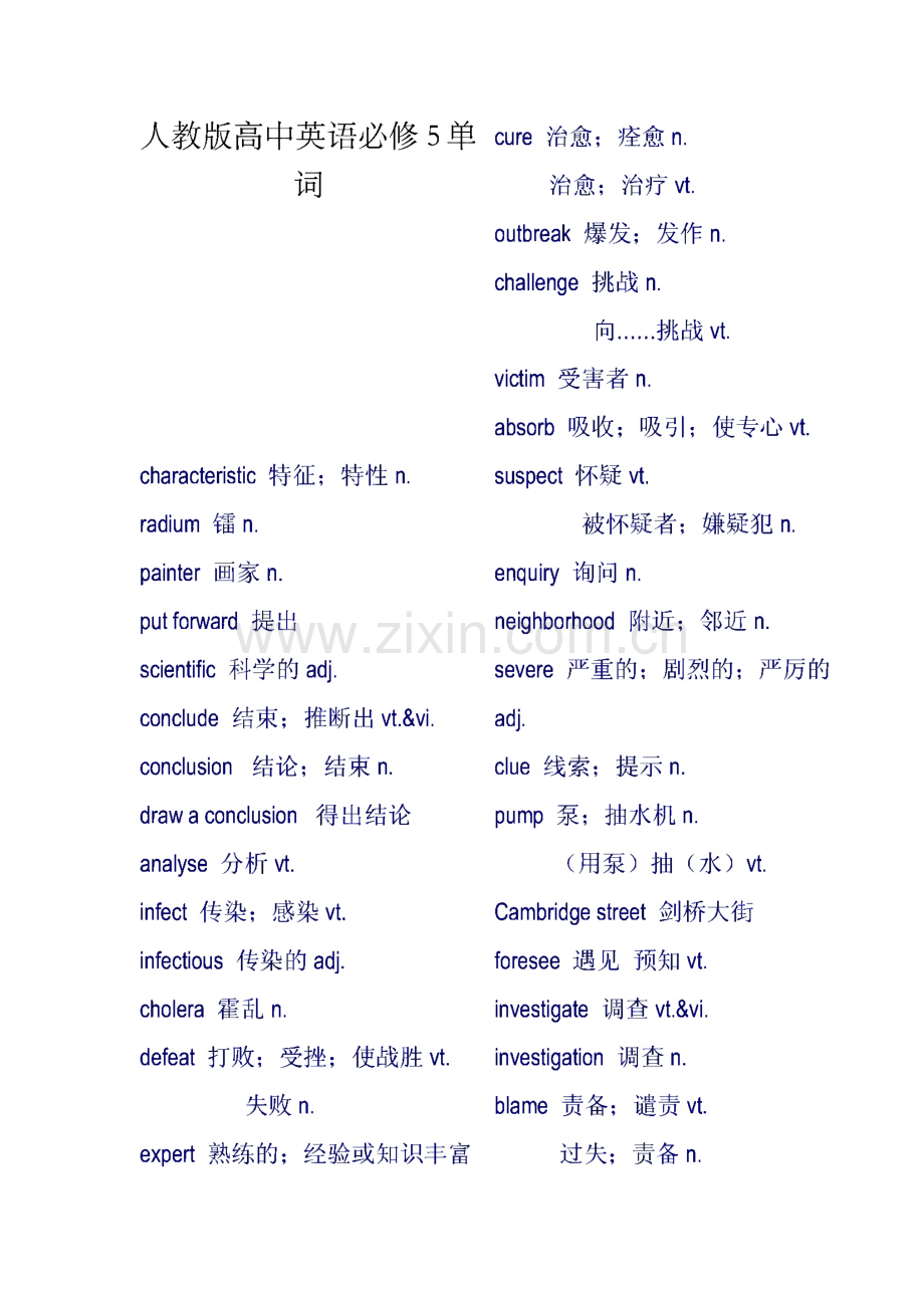 人教版高中英语必修5单词.pdf_第1页