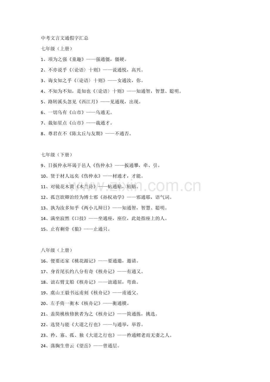 初中语文文言文通假字汇总.docx_第1页