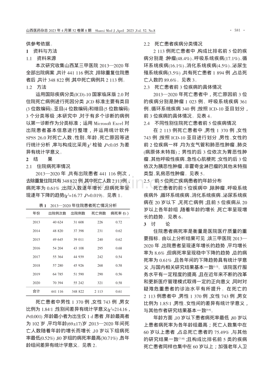 2013-2020年山西某三甲医院住院死亡病例分析_刘晓红.pdf_第2页