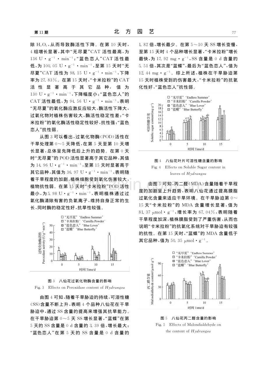 干旱胁迫对八仙花生理特性及叶片结构的影响_杨小英.pdf_第3页