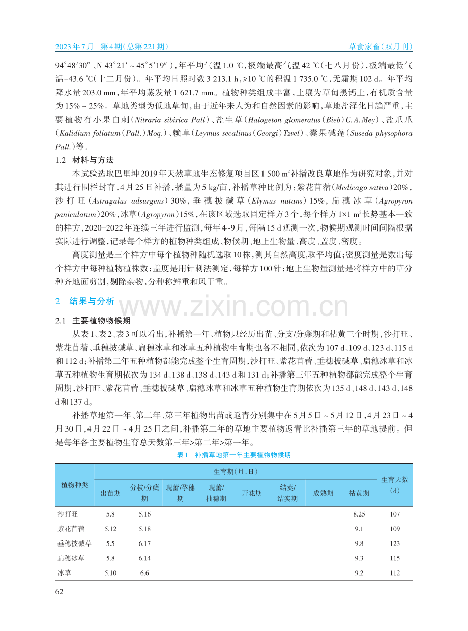 补播天然草地不同年限群落特征分析_刘秀梅.pdf_第2页