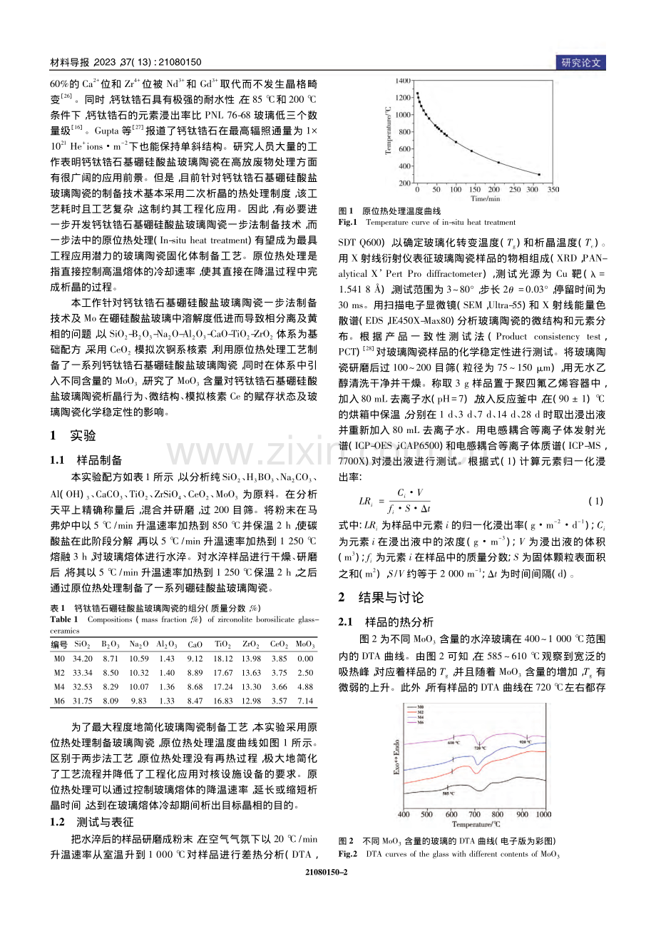MoO_3含量对钙钛锆石基硼硅酸盐玻璃陶瓷的影响_万伟.pdf_第2页