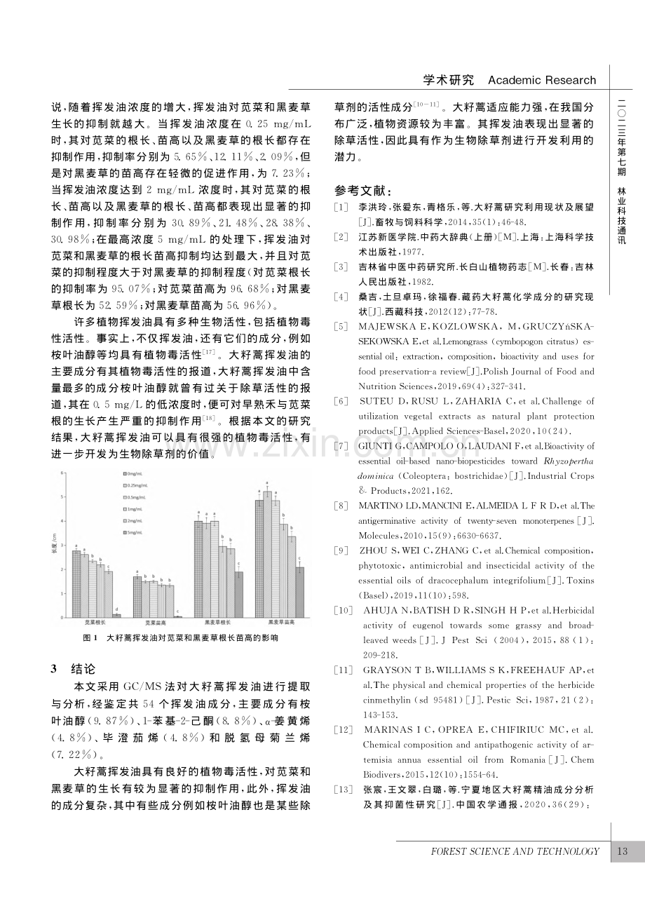 大籽蒿挥发油的化学成分及其植物毒活性_陈宏阳.pdf_第3页