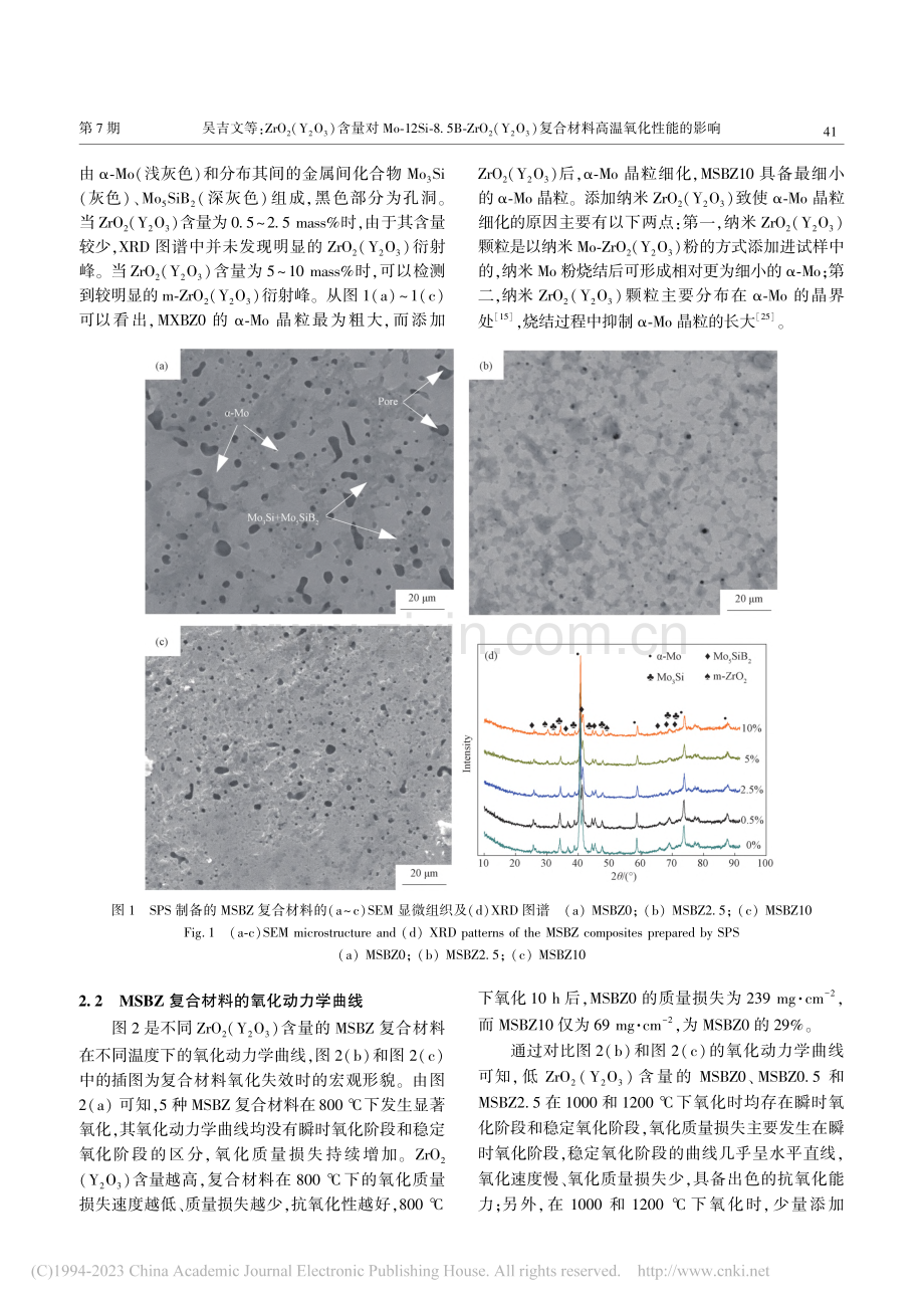 ZrO_2(Y_2O_3)...复合材料高温氧化性能的影响_吴吉文.pdf_第3页