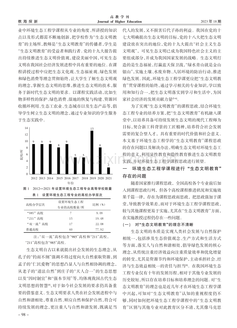 课程思政视角下“生态文明教...—以环境生态工程学课程为例_朱德煌.pdf_第2页