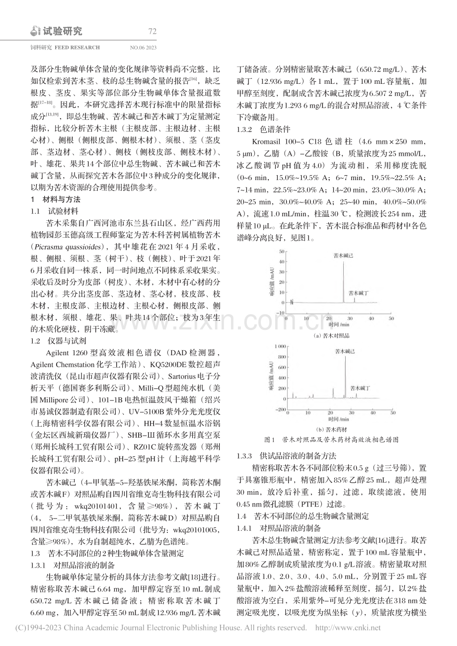 苦木不同部位生物碱含量的比较研究_唐春风.pdf_第2页