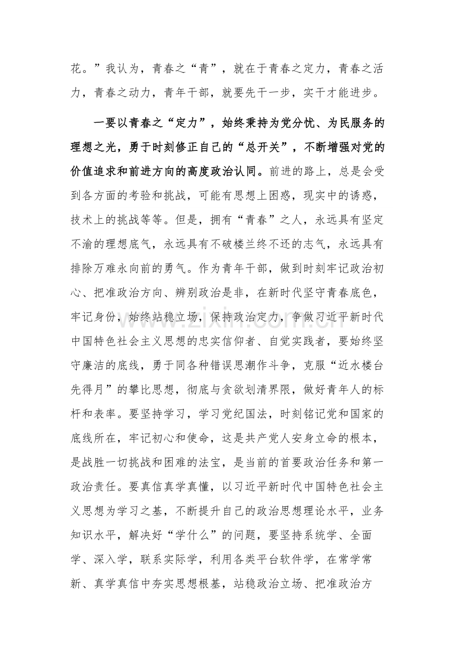 青年干部2023在主题教育专题读书班上交流发言稿合集2篇.docx_第2页