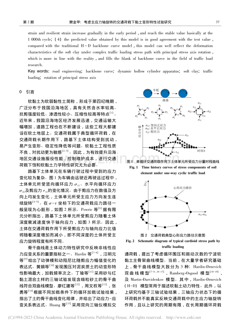 考虑主应力轴旋转的交通荷载下黏土变形特性试验研究_樊金甲.pdf_第2页