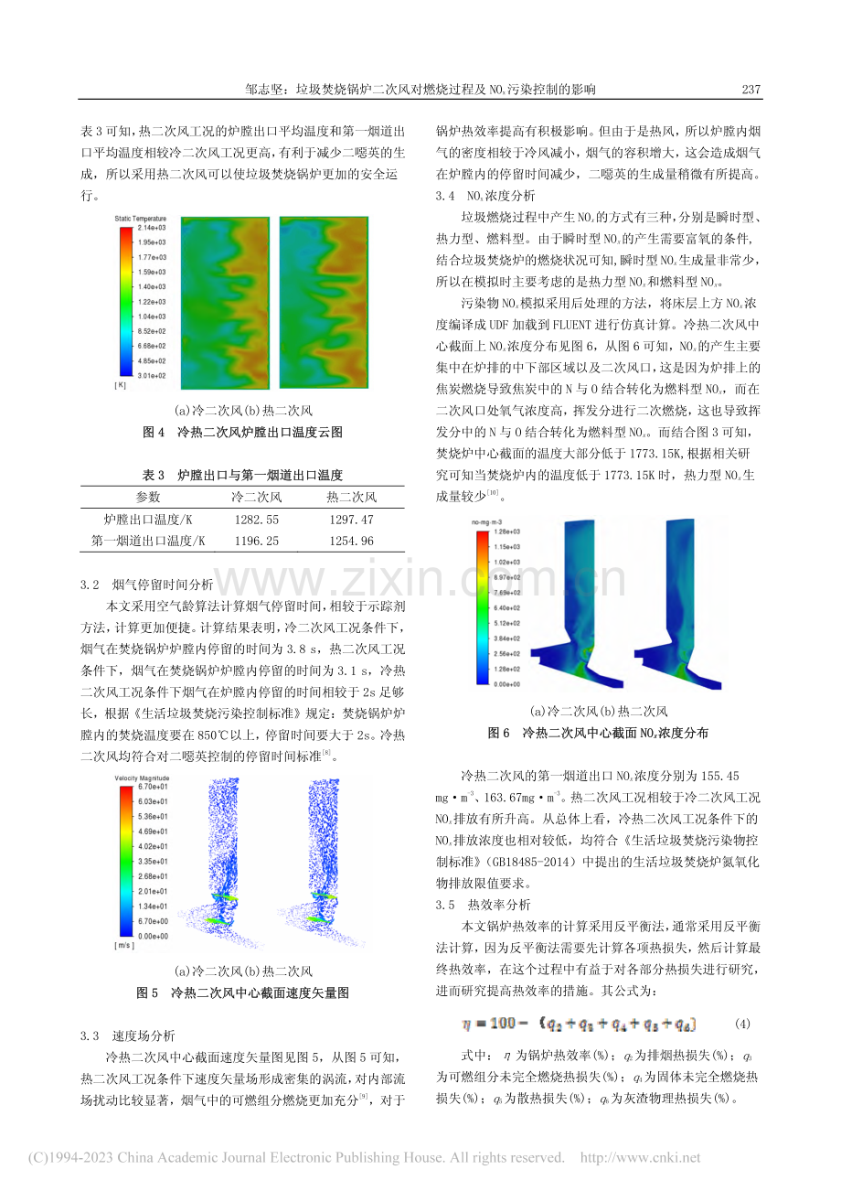 垃圾焚烧锅炉二次风对燃烧过程及NO_x污染控制的影响_邹志坚.pdf_第3页