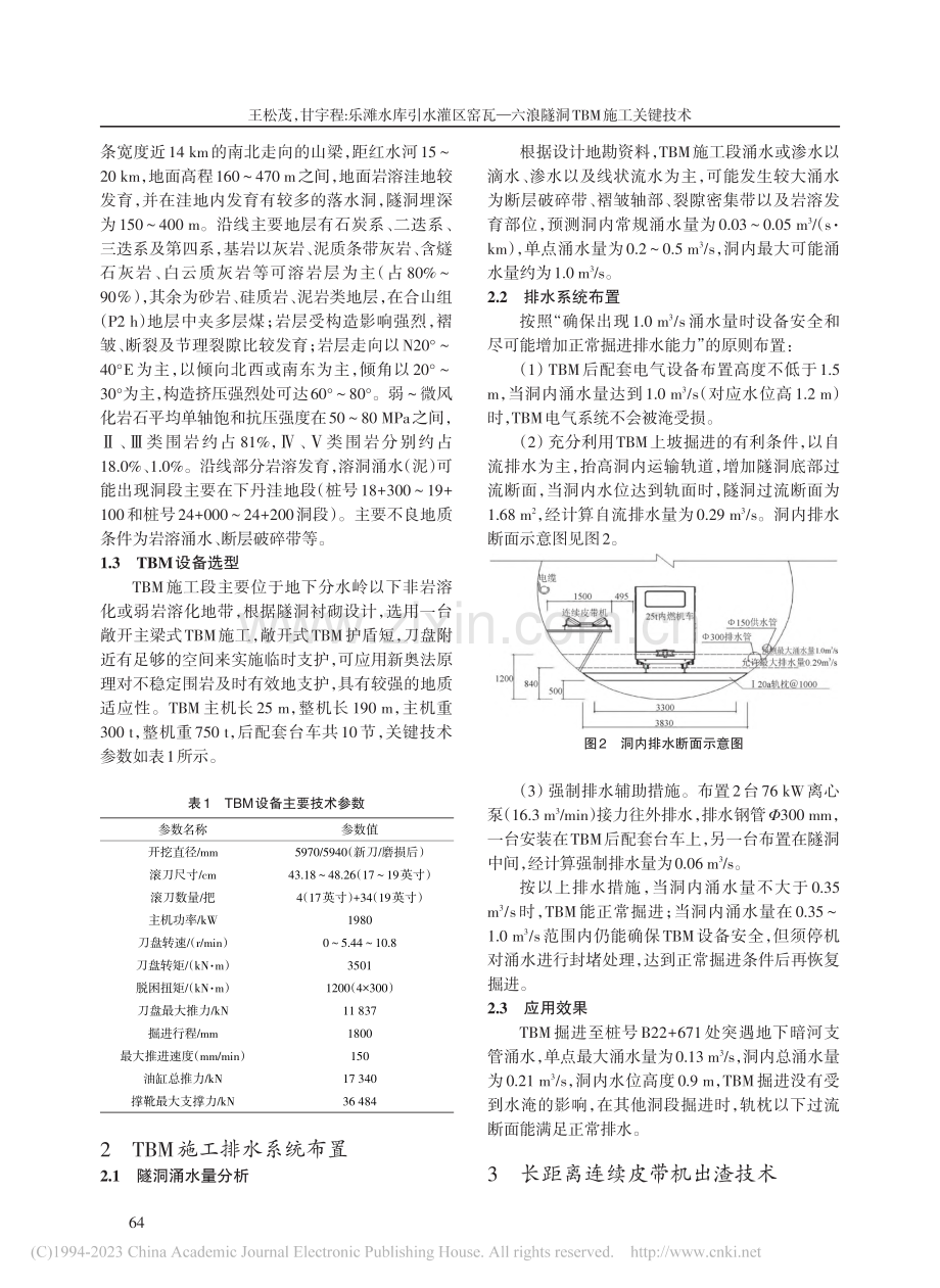 乐滩水库引水灌区窑瓦——六浪隧洞TBM施工关键技术_王松茂.pdf_第2页