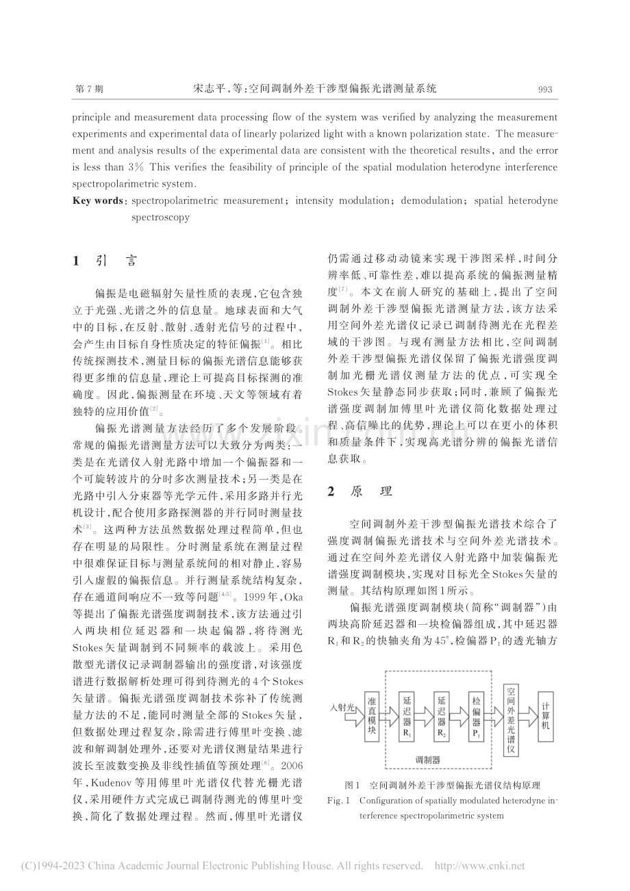 空间调制外差干涉型偏振光谱测量系统_宋志平.pdf_第2页