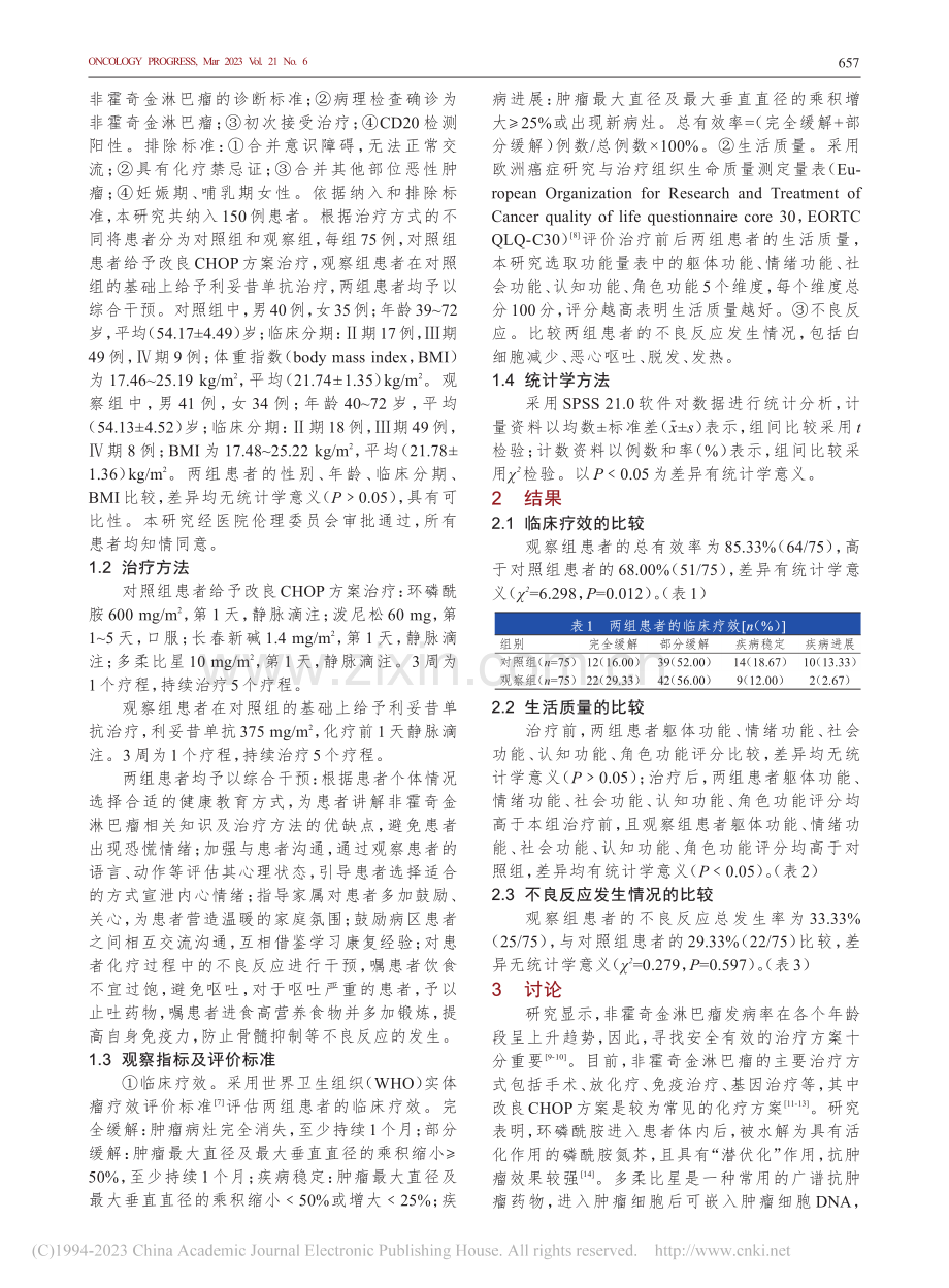 利妥昔单抗联合改良CHOP...疗非霍奇金淋巴瘤的临床疗效_杨波.pdf_第2页