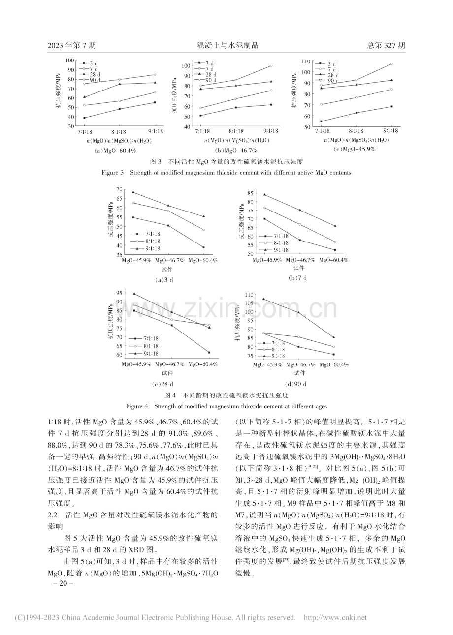 活性MgO含量对改性硫氧镁水泥强度的影响及机理分析_刘冲昊.pdf_第3页