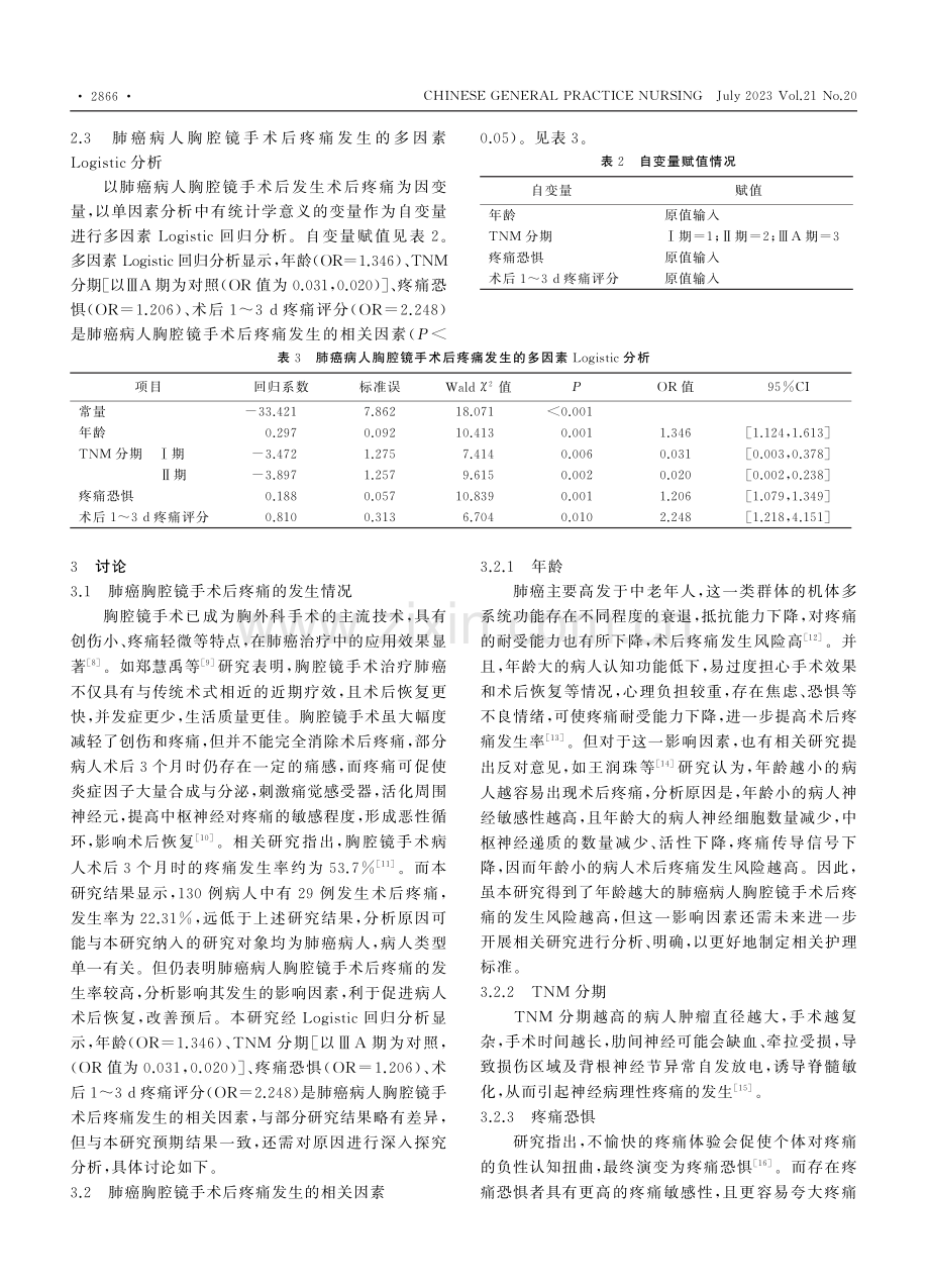 肺癌病人胸腔镜根治术后疼痛发生状况及其影响因素_严红.pdf_第3页