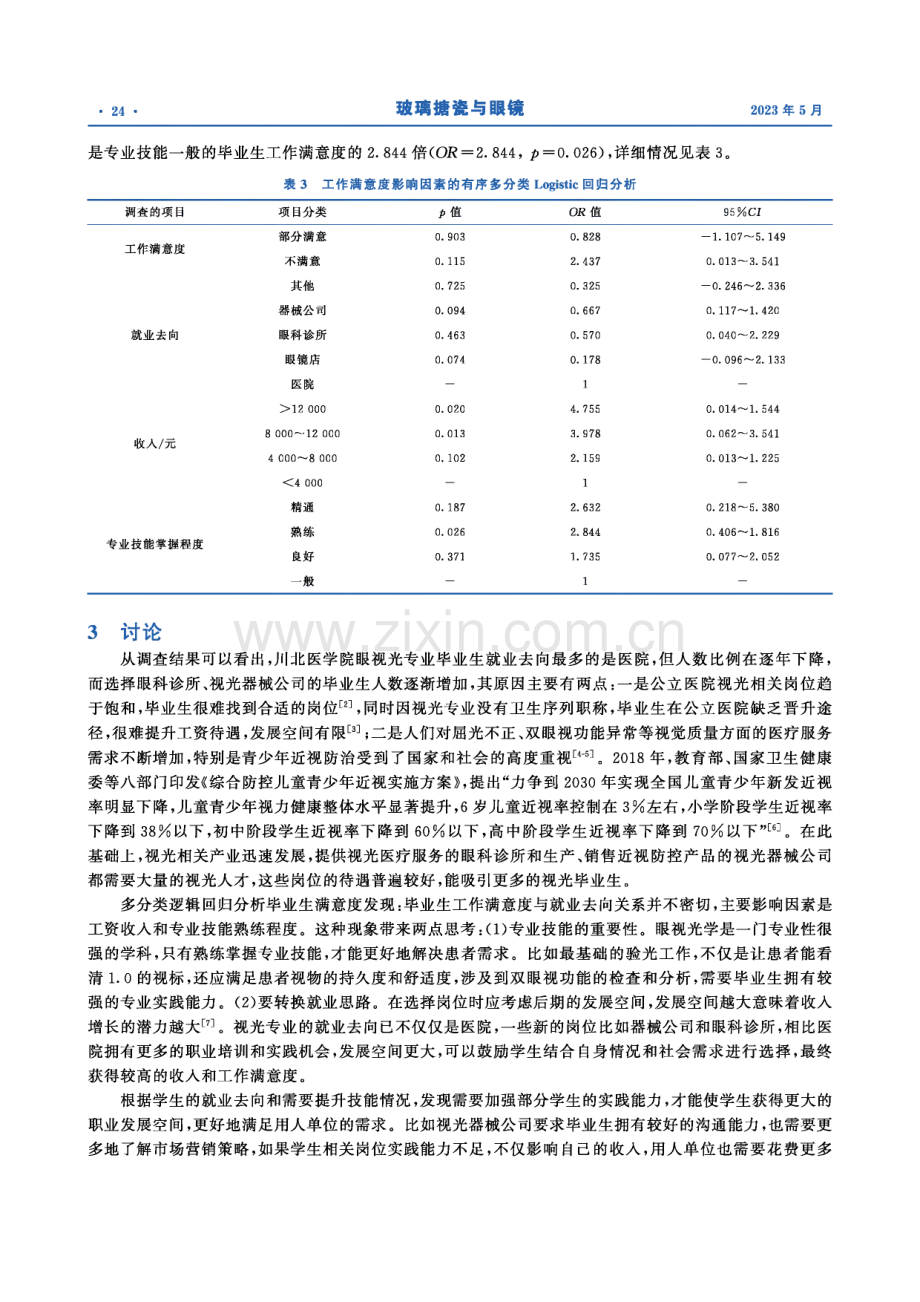 川北医学院眼视光专业本科毕业生就业情况调查分析.pdf_第3页