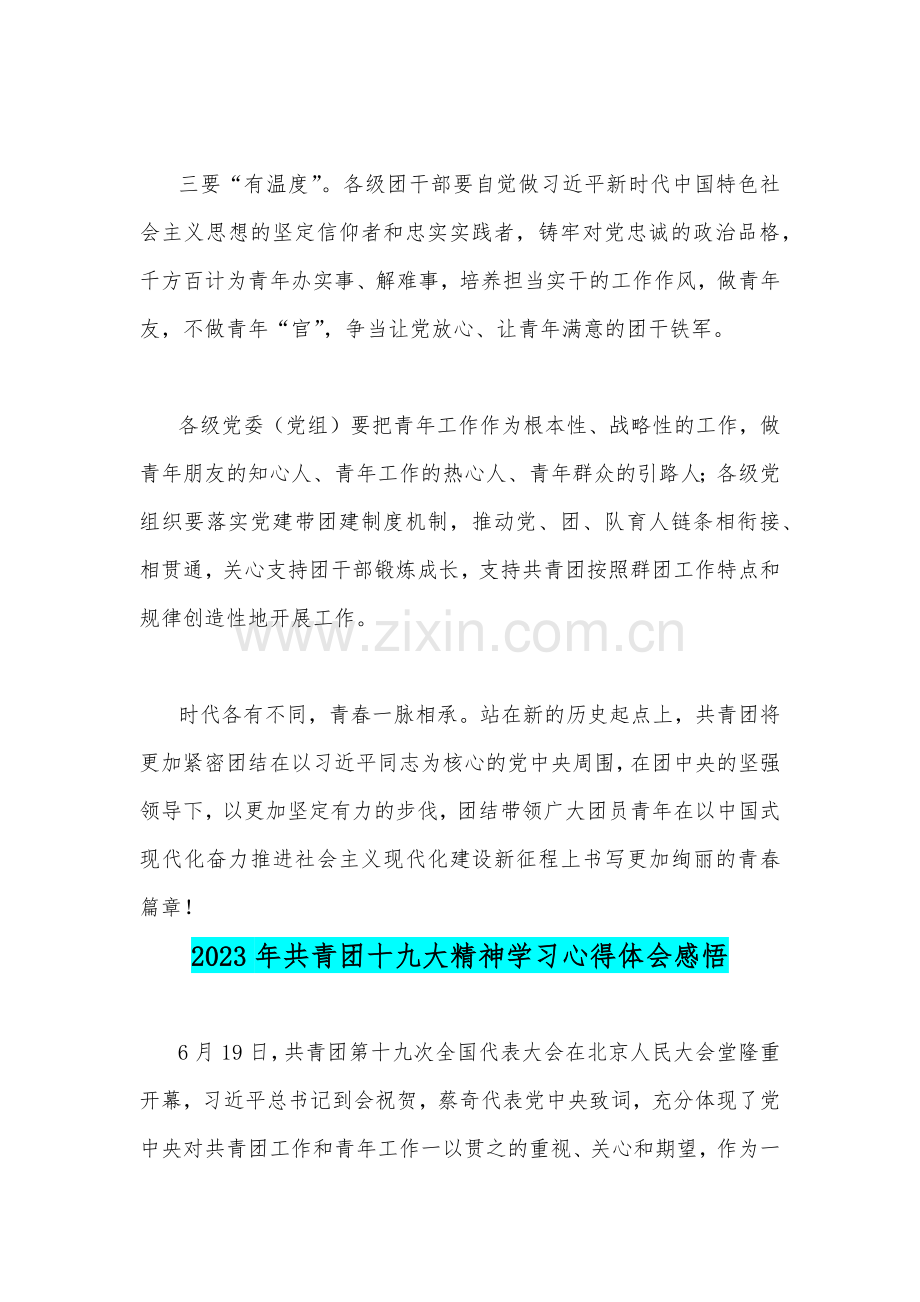 2023年学习共青团十九大心得体会感悟（两篇文）.docx_第3页