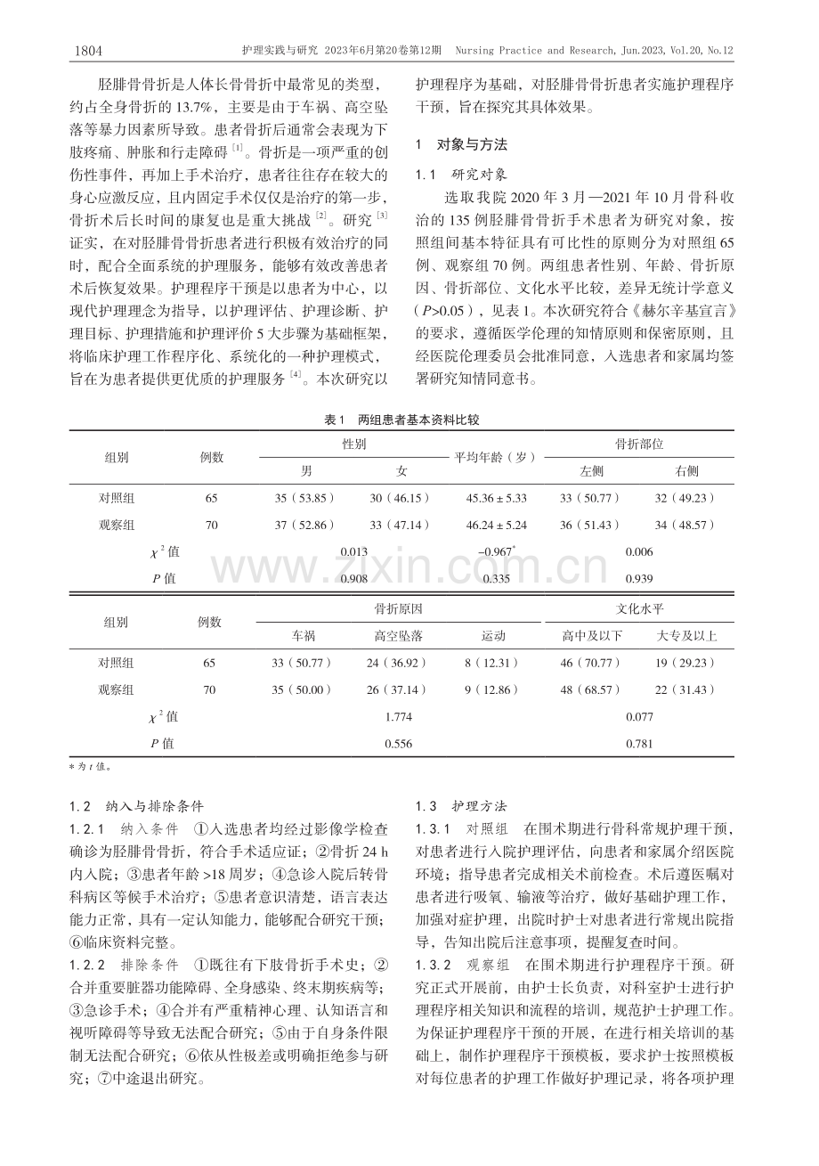 护理程序干预在胫腓骨骨折患者中的应用效果_张小晶.pdf_第2页