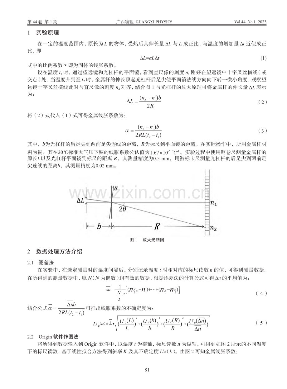 不同数据处理方法和升温间隔对金属线胀系数测量的影响_叶明聪.pdf_第2页