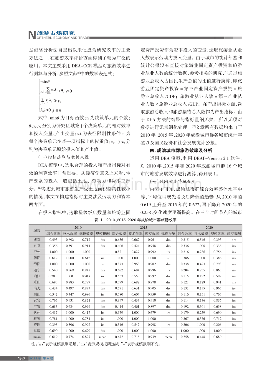 成渝城市群旅游效率时空差异研究_贾文毅.pdf_第2页