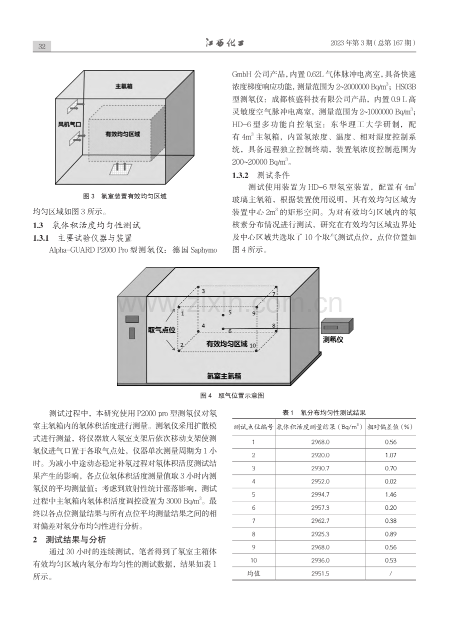 HD-6型氡室装置氡体积活度空间均匀性分析_田兴宇.pdf_第3页