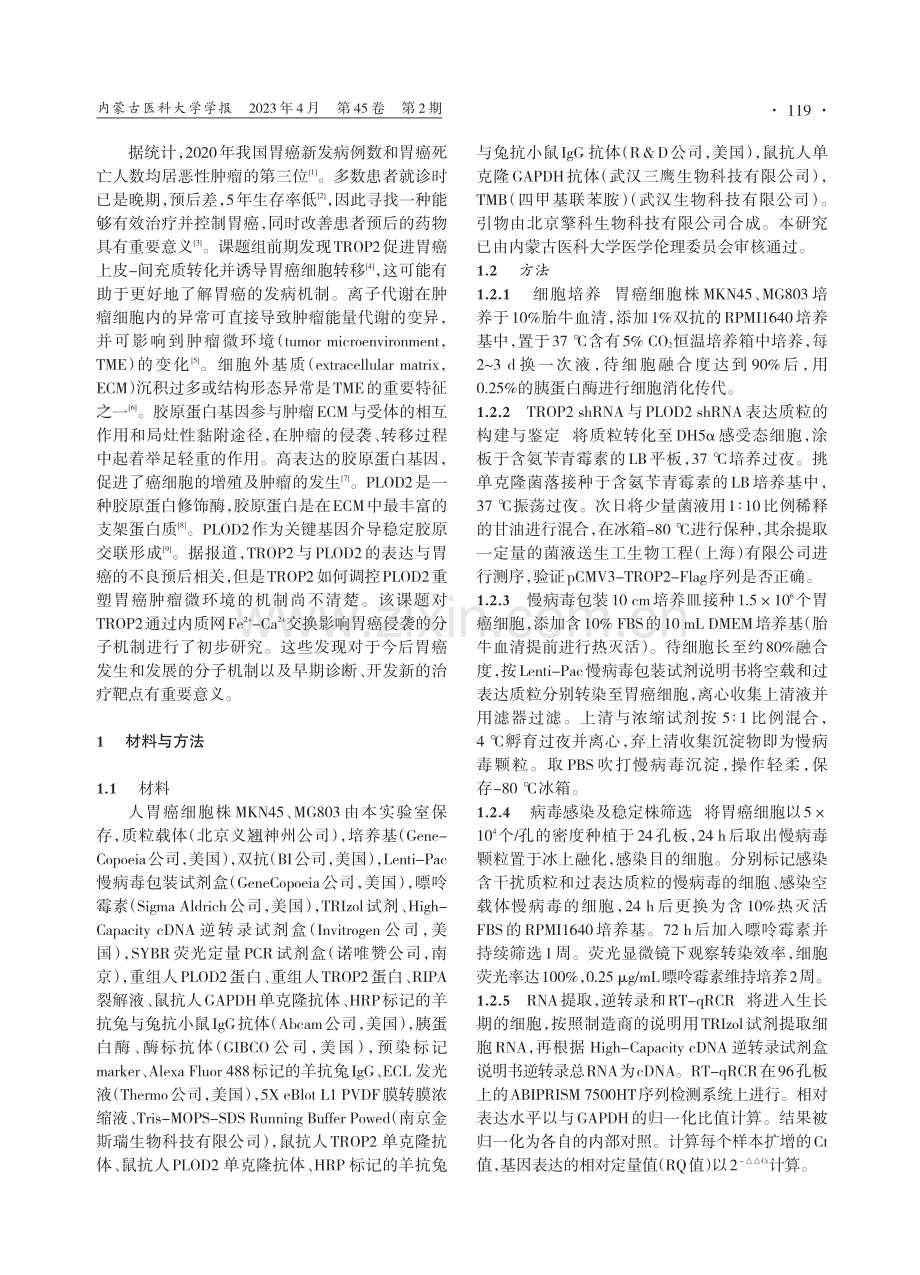 TROP2通过内质网钙铁离...交换影响胃癌侵袭的分子机制_王超.pdf_第2页