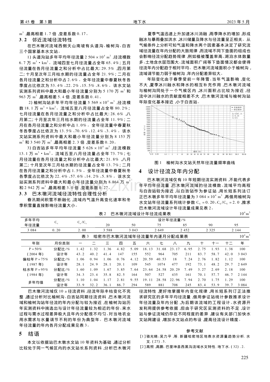 哈密市巴木墩河流域径流特性及设计径流计算分析_蔡云标.pdf_第2页