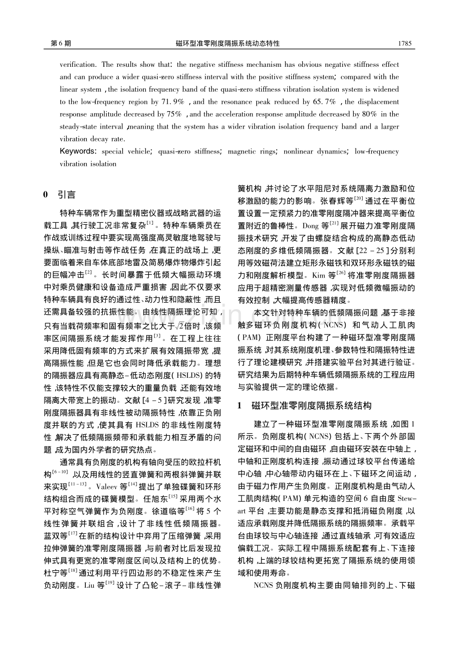 磁环型准零刚度隔振系统动态特性_李占龙.pdf_第2页