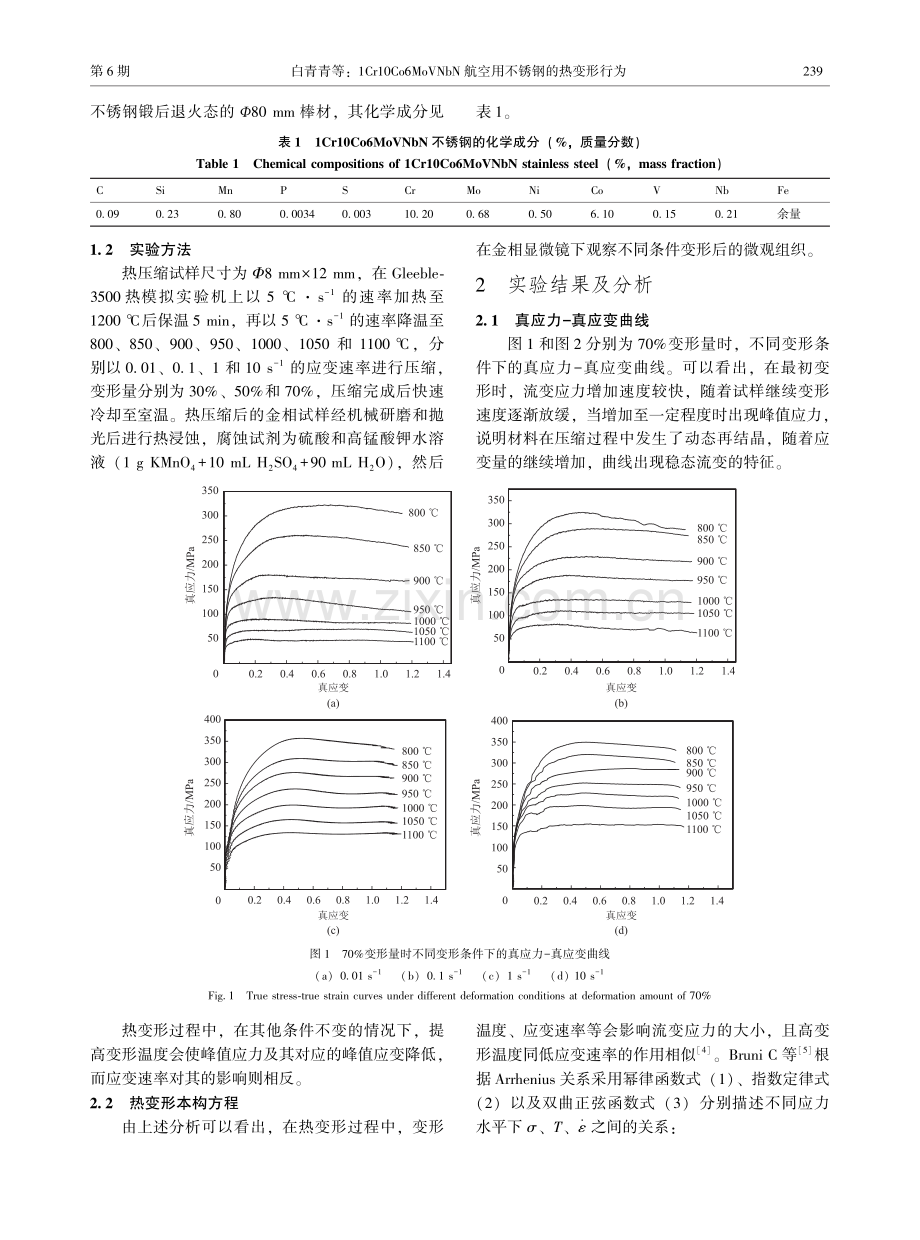 1Cr10Co6MoVNbN航空用不锈钢的热变形行为_白青青.pdf_第2页
