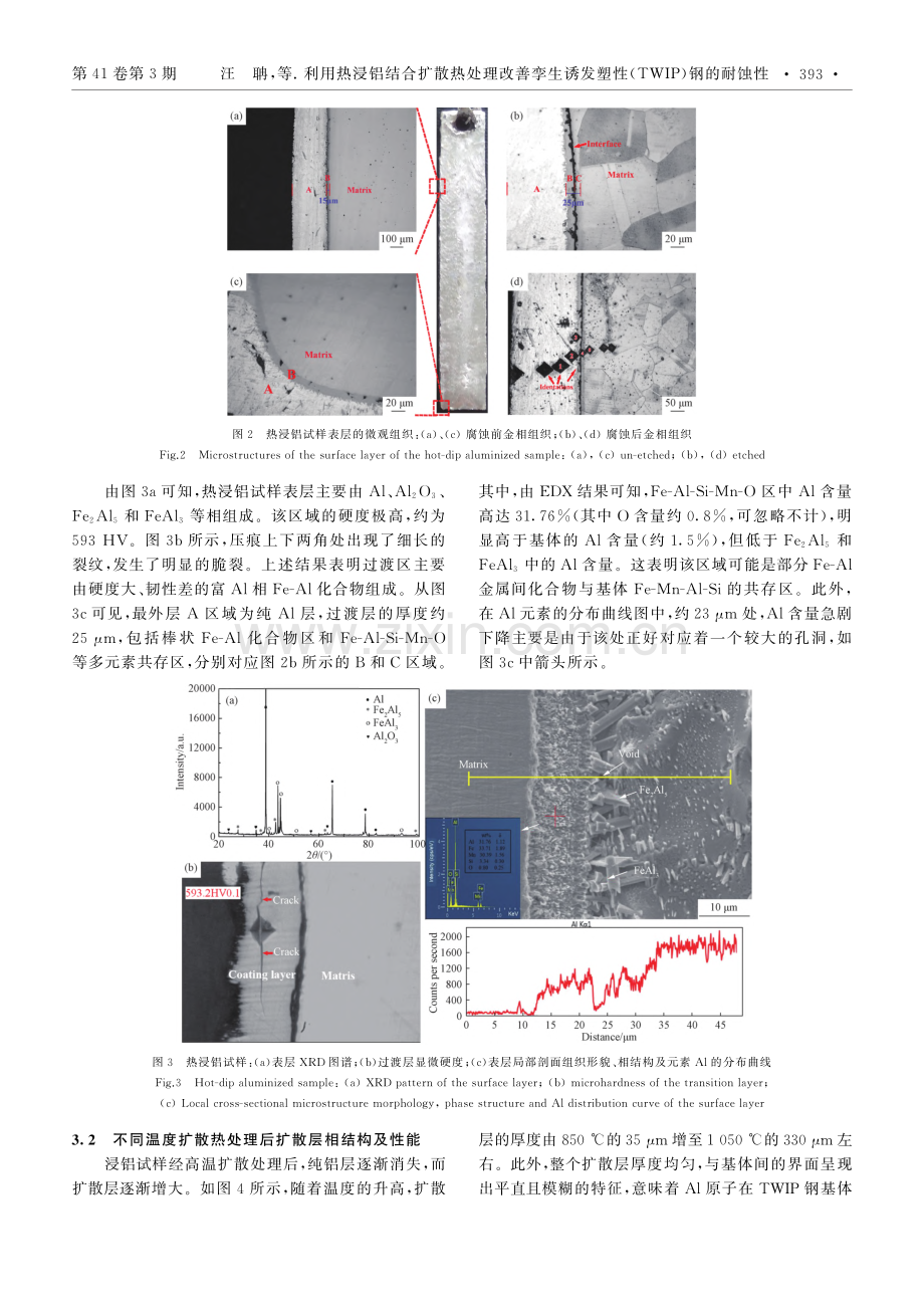 利用热浸铝结合扩散热处理改...塑性(TWIP)钢的耐蚀性_汪聃.pdf_第3页