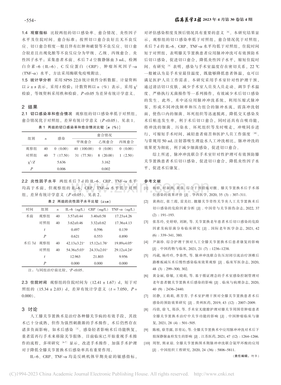 脉冲冲洗联合手术室针对性护...患者术后切口感染的效果分析_何月柳.pdf_第2页