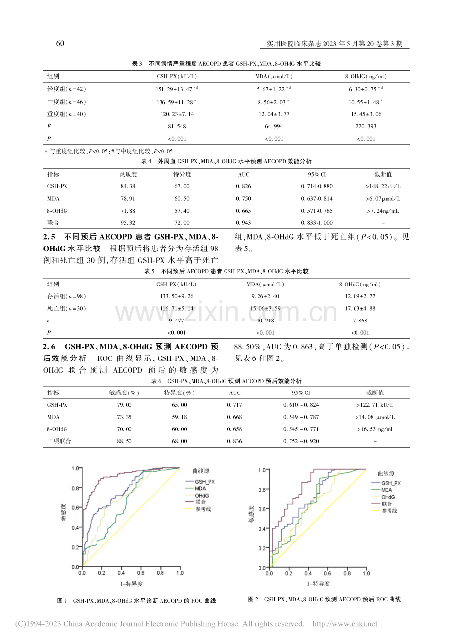 慢性阻塞性肺疾病急性加重期...-羟基脱氧鸟苷测定价值探讨_郑海茹.pdf_第3页