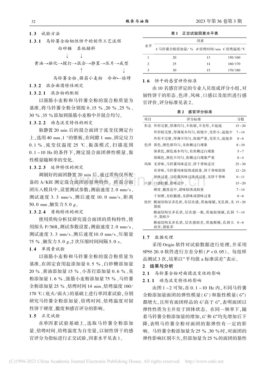 马铃薯全粉面团特性及其韧性饼干制备_刘新华.pdf_第2页