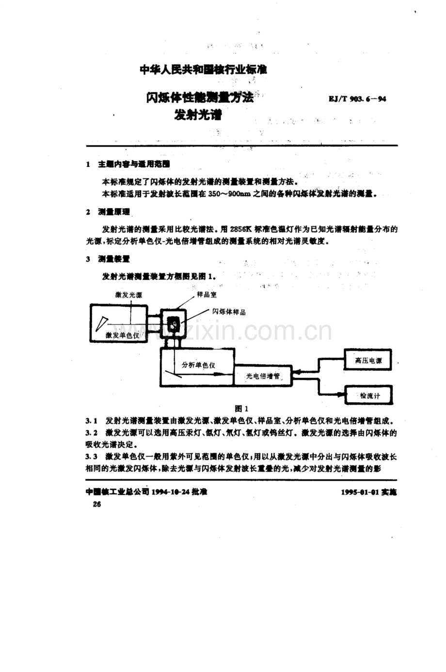 EJ∕T 903.6-1994 闪烁体性能测量方法 发射光谱.pdf_第1页