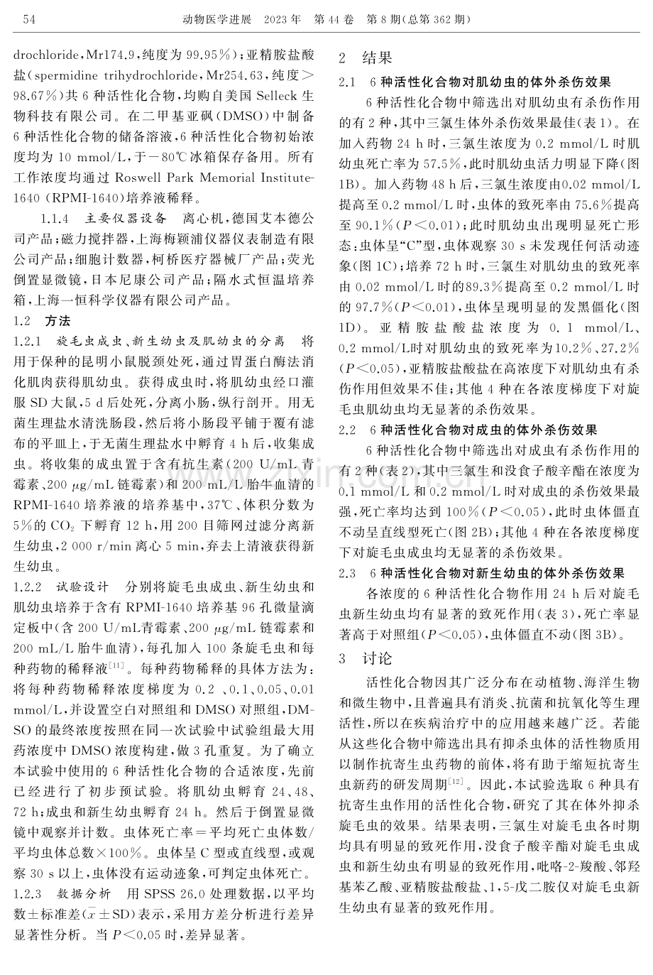 6种活性化合物对旋毛虫各期虫体的体外杀伤作用.pdf_第2页