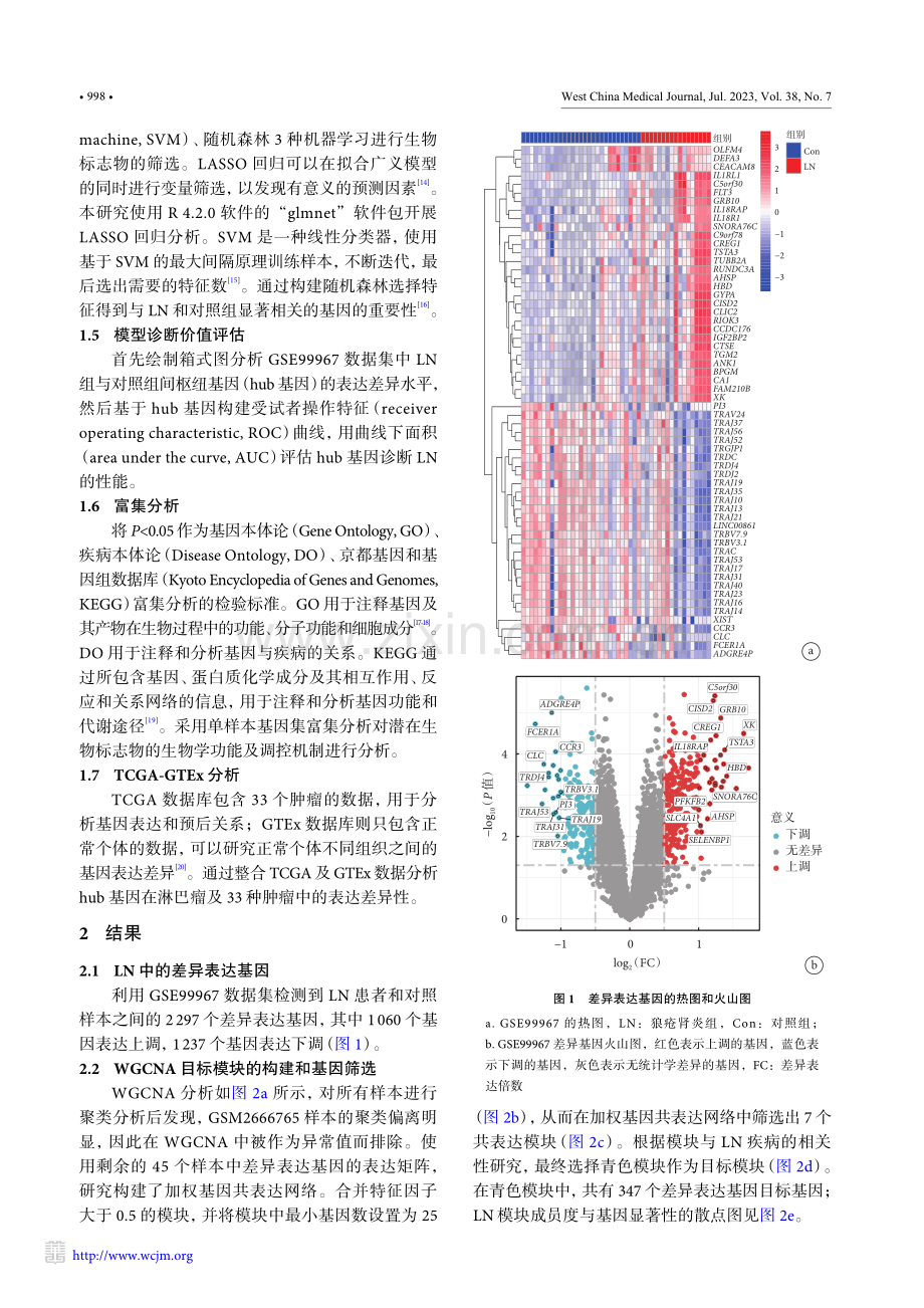 基于机器学习联合加权基因共...鉴定狼疮肾炎潜在生物标志物_白志勋.pdf_第3页